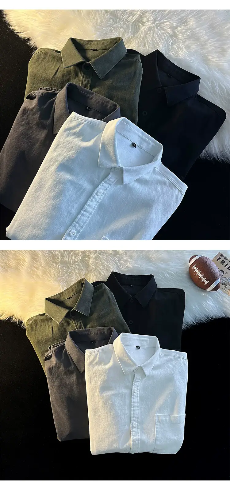Men's Long Sleeve White Cotton Shirt Spring Autumn — feature 7