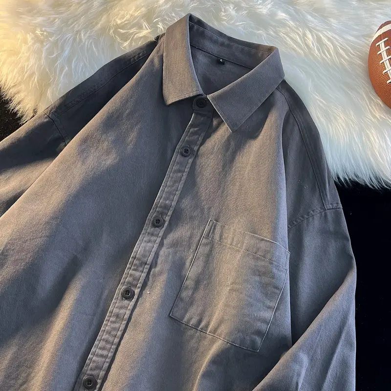 Men's Long Sleeve White Cotton Shirt Spring Autumn - Image 2