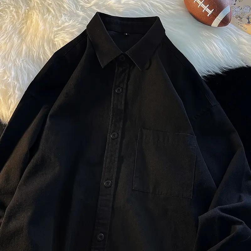 Men's Long Sleeve White Cotton Shirt Spring Autumn - Image 3
