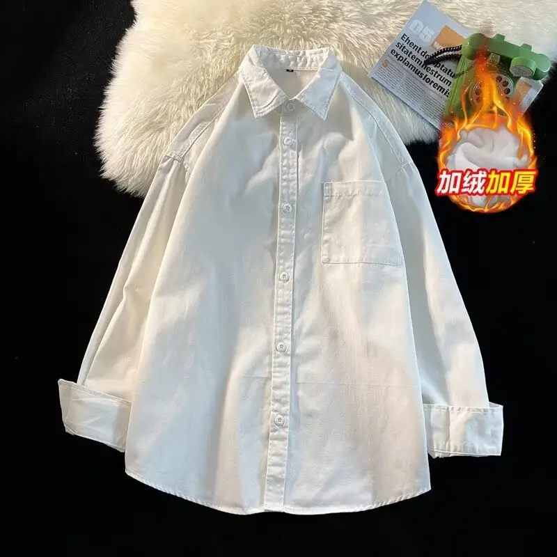 Men's Long Sleeve White Cotton Shirt Spring Autumn - Image 5
