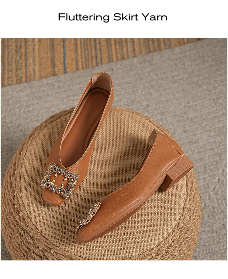 Square-Toe Low-Heeled Shallow Single Shoes for Women, Soft Leather Mother's Shoes, 2025 Spring and Autumn Style, Flat-Soled Work Shoes, Black — feature 15