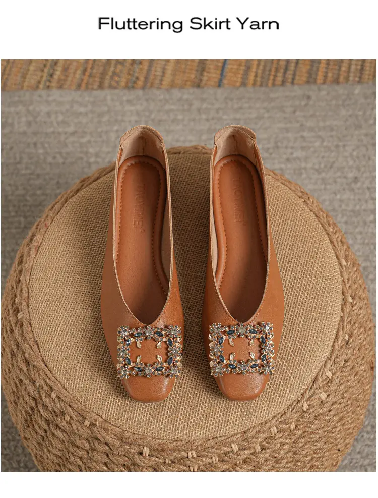 Square-Toe Low-Heeled Shallow Single Shoes for Women, Soft Leather Mother's Shoes, 2025 Spring and Autumn Style, Flat-Soled Work Shoes, Black — feature 16