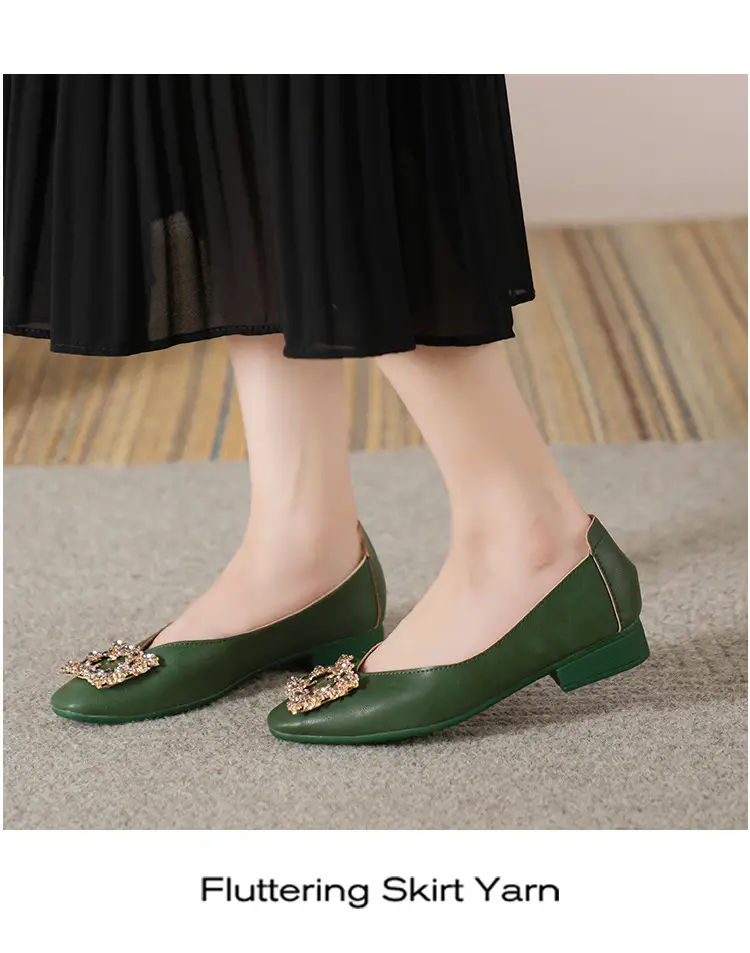 Square-Toe Low-Heeled Shallow Single Shoes for Women, Soft Leather Mother's Shoes, 2025 Spring and Autumn Style, Flat-Soled Work Shoes, Black — feature 20