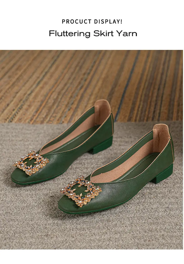 Square-Toe Low-Heeled Shallow Single Shoes for Women, Soft Leather Mother's Shoes, 2025 Spring and Autumn Style, Flat-Soled Work Shoes, Black — feature 23