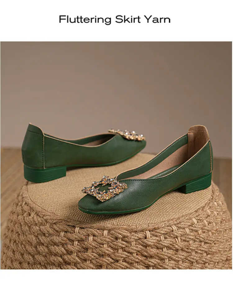Square-Toe Low-Heeled Shallow Single Shoes for Women, Soft Leather Mother's Shoes, 2025 Spring and Autumn Style, Flat-Soled Work Shoes, Black — feature 24