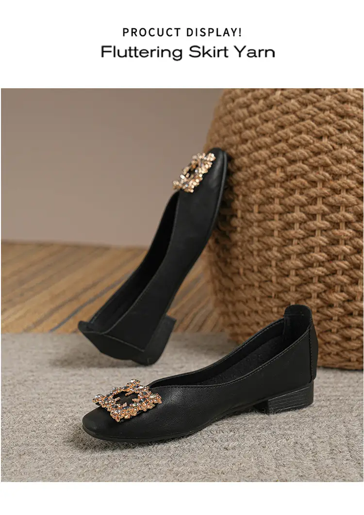 Square-Toe Low-Heeled Shallow Single Shoes for Women, Soft Leather Mother's Shoes, 2025 Spring and Autumn Style, Flat-Soled Work Shoes, Black — feature 32
