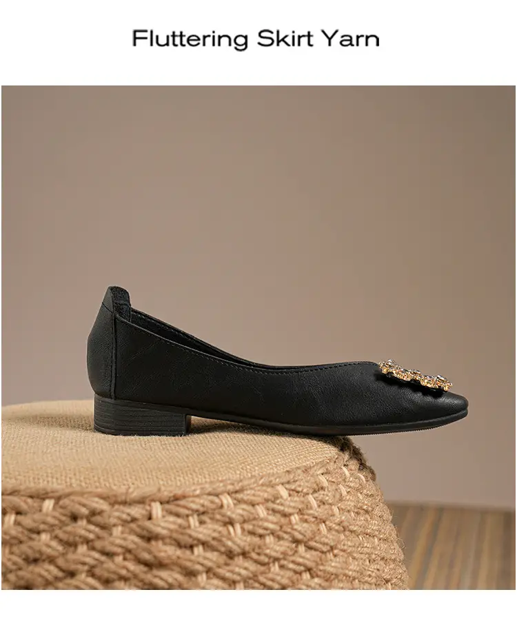 Square-Toe Low-Heeled Shallow Single Shoes for Women, Soft Leather Mother's Shoes, 2025 Spring and Autumn Style, Flat-Soled Work Shoes, Black — feature 33