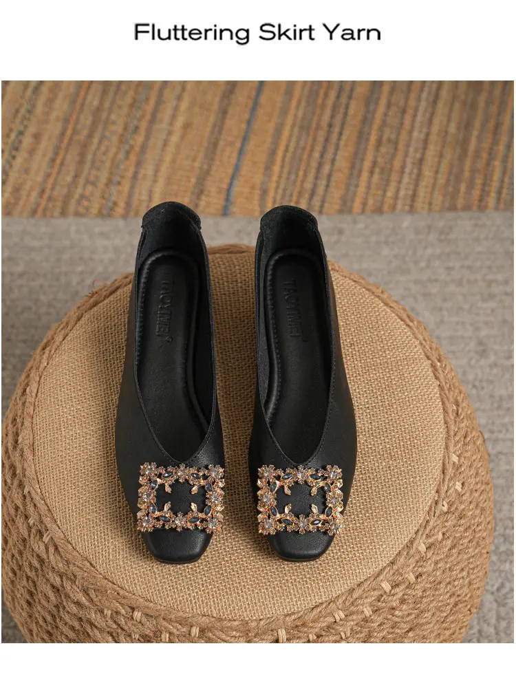 Square-Toe Low-Heeled Shallow Single Shoes for Women, Soft Leather Mother's Shoes, 2025 Spring and Autumn Style, Flat-Soled Work Shoes, Black — feature 34