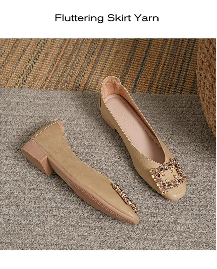 Square-Toe Low-Heeled Shallow Single Shoes for Women, Soft Leather Mother's Shoes, 2025 Spring and Autumn Style, Flat-Soled Work Shoes, Black — feature 42