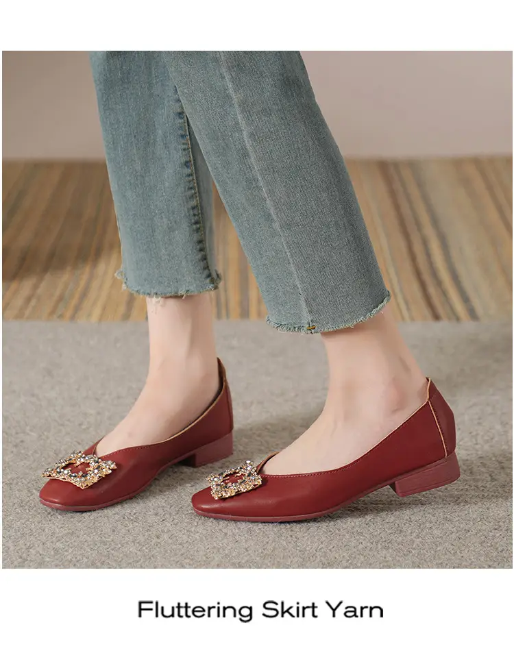 Square-Toe Low-Heeled Shallow Single Shoes for Women, Soft Leather Mother's Shoes, 2025 Spring and Autumn Style, Flat-Soled Work Shoes, Black — feature 47
