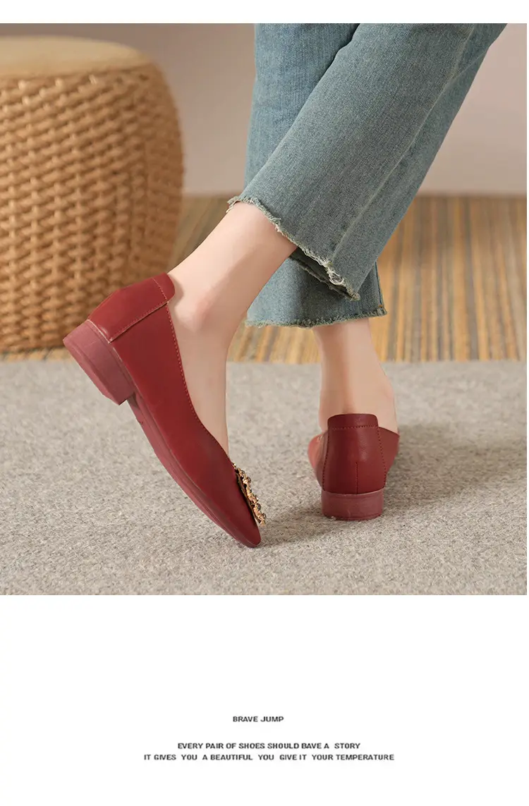 Square-Toe Low-Heeled Shallow Single Shoes for Women, Soft Leather Mother's Shoes, 2025 Spring and Autumn Style, Flat-Soled Work Shoes, Black — feature 48