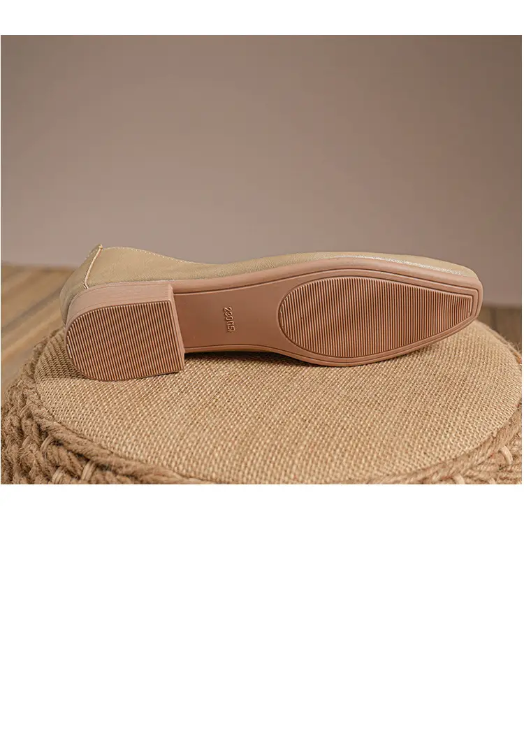 Square-Toe Low-Heeled Shallow Single Shoes for Women, Soft Leather Mother's Shoes, 2025 Spring and Autumn Style, Flat-Soled Work Shoes, Black — feature 7