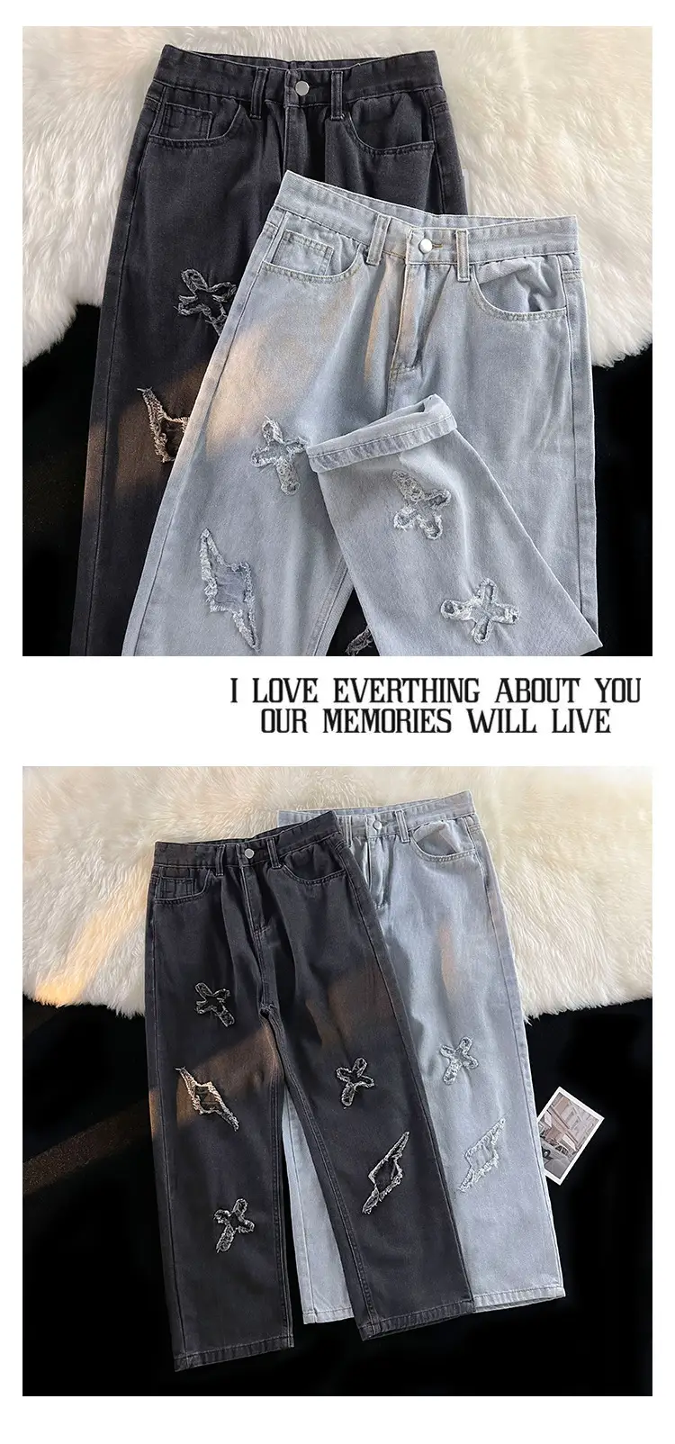 Men's Silver Patchwork Jeans Autumn Loose Pants — feature 7