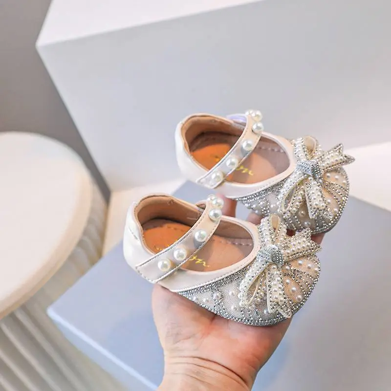 Baby Princess Shoes for Girls One Year Old Sparkly Bow Sole