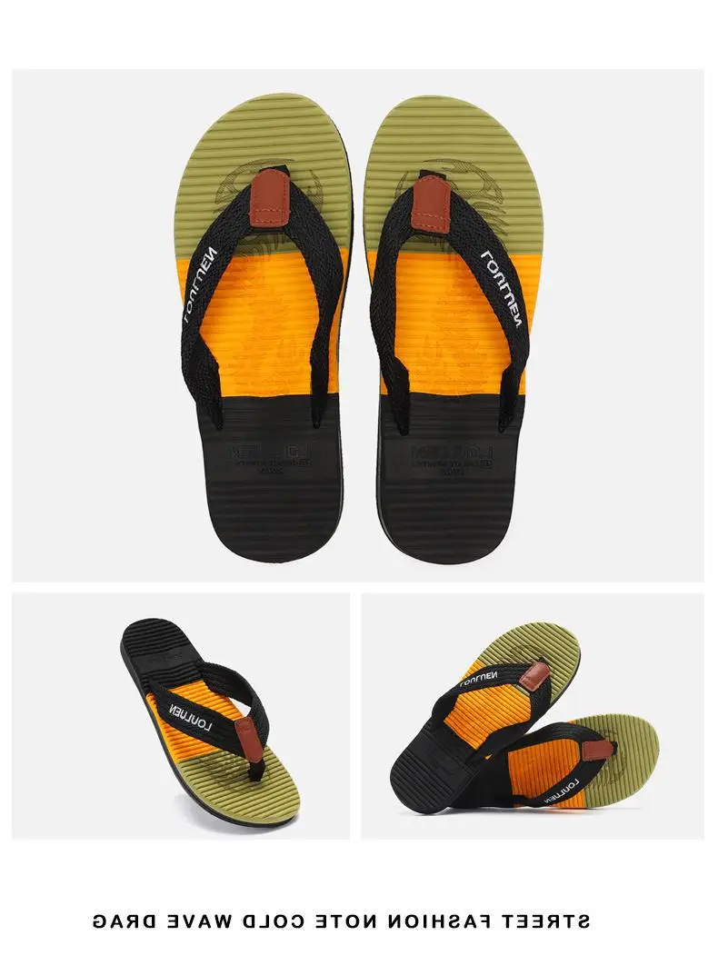 Fujian Men's Yellow Black Flip Flops Wholesale — feature 13