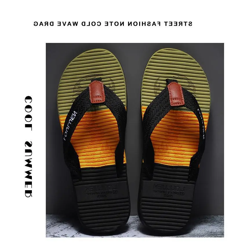 Fujian Men's Yellow Black Flip Flops Wholesale — feature 7