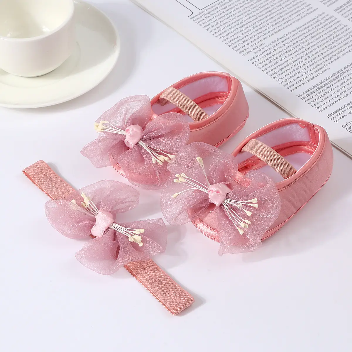 New Cute Princess Shoes 0-1 Year Old Purple Bow Baby Dress Shoes