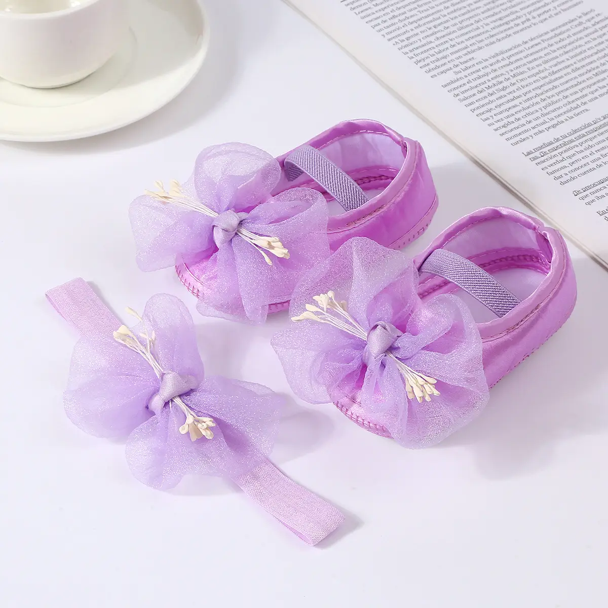 New Cute Princess Shoes 0-1 Year Old Purple Bow Baby Dress Shoes — feature 14