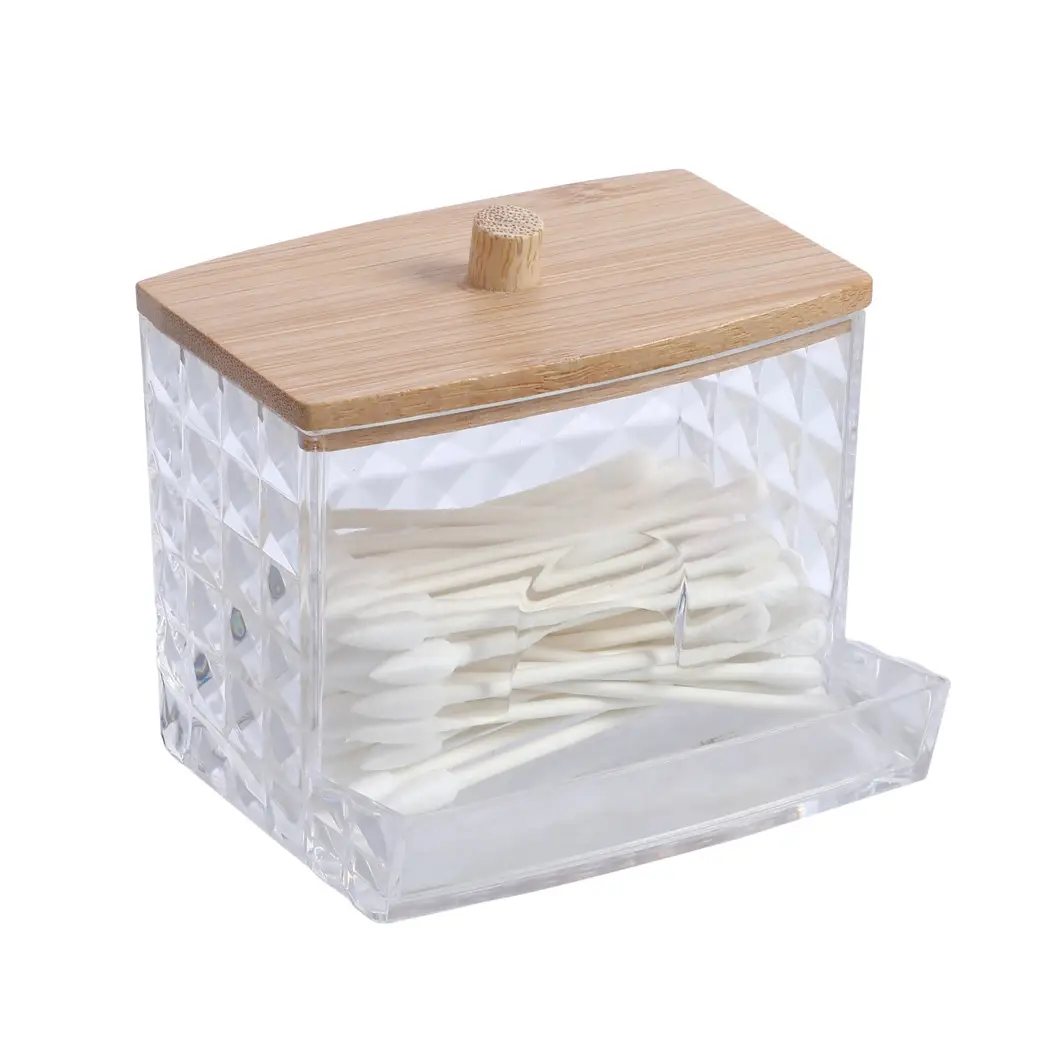 Transparent Diamond Pattern Cotton Swab Storage Box