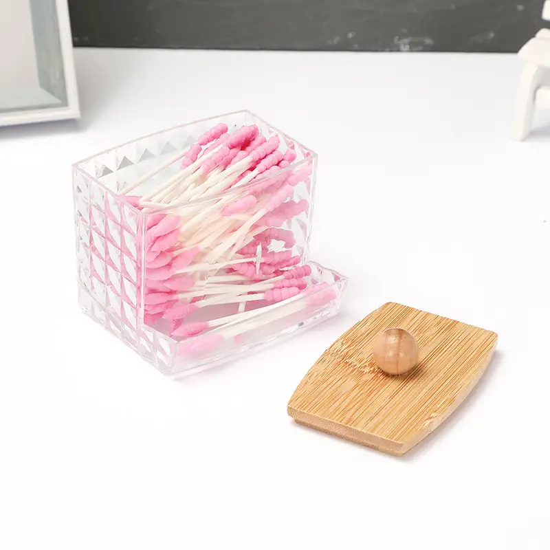 Transparent Diamond Pattern Cotton Swab Storage Box — feature 10