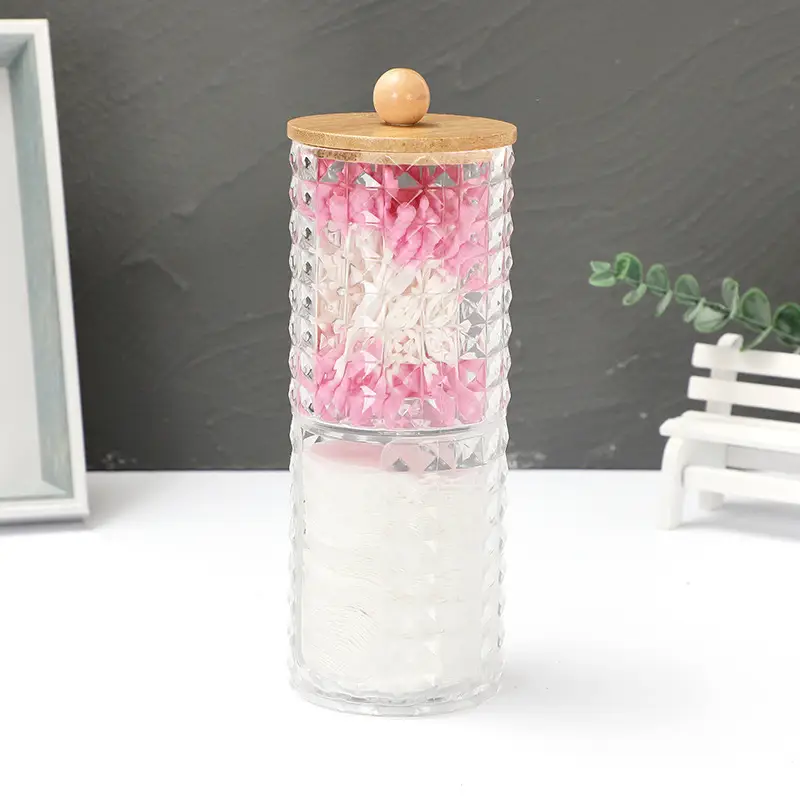 Transparent Diamond Pattern Cotton Swab Storage Box — feature 3