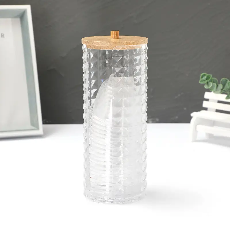 Transparent Diamond Pattern Cotton Swab Storage Box — feature 4
