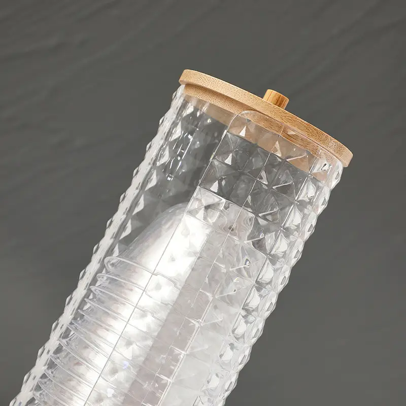 Transparent Diamond Pattern Cotton Swab Storage Box — feature 5