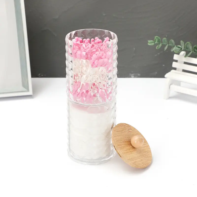 Transparent Diamond Pattern Cotton Swab Storage Box — feature 8