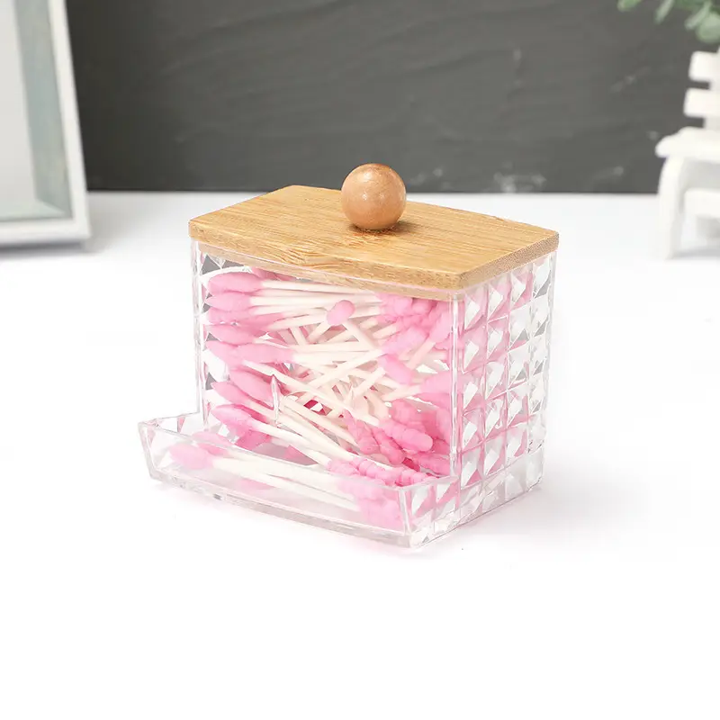 Transparent Diamond Pattern Cotton Swab Storage Box — feature 9