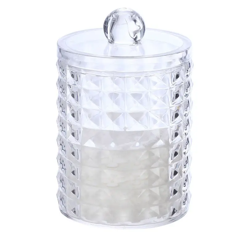 Transparent Diamond Pattern Cotton Swab Storage Box