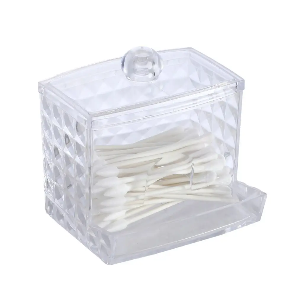 Transparent Diamond Pattern Cotton Swab Storage Box