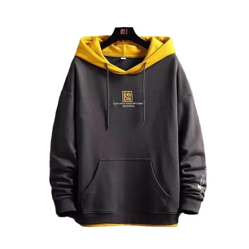 Men's White Korean Style Hooded Sweatshirt 2024