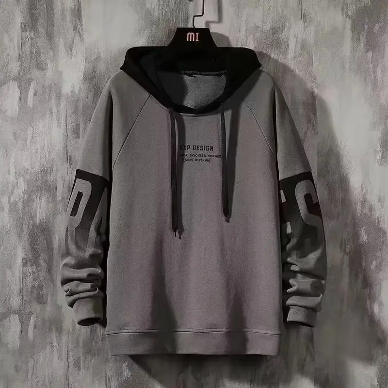 Men's White Korean Style Hooded Sweatshirt 2024