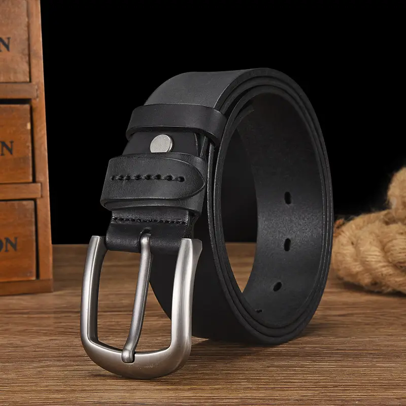 Men's Cowhide Belt with Silver Buckle & Metal Studs - Image 12