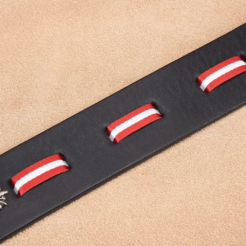 Men's Cowhide Belt with Silver Buckle & Metal Studs — feature 12