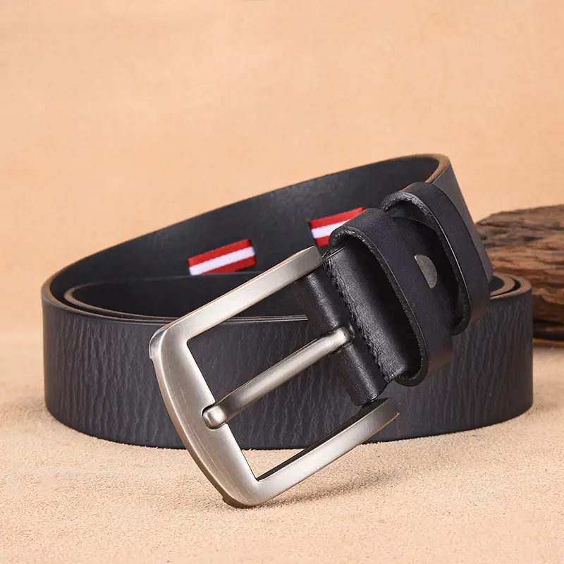 Men's Cowhide Belt with Silver Buckle & Metal Studs — feature 13