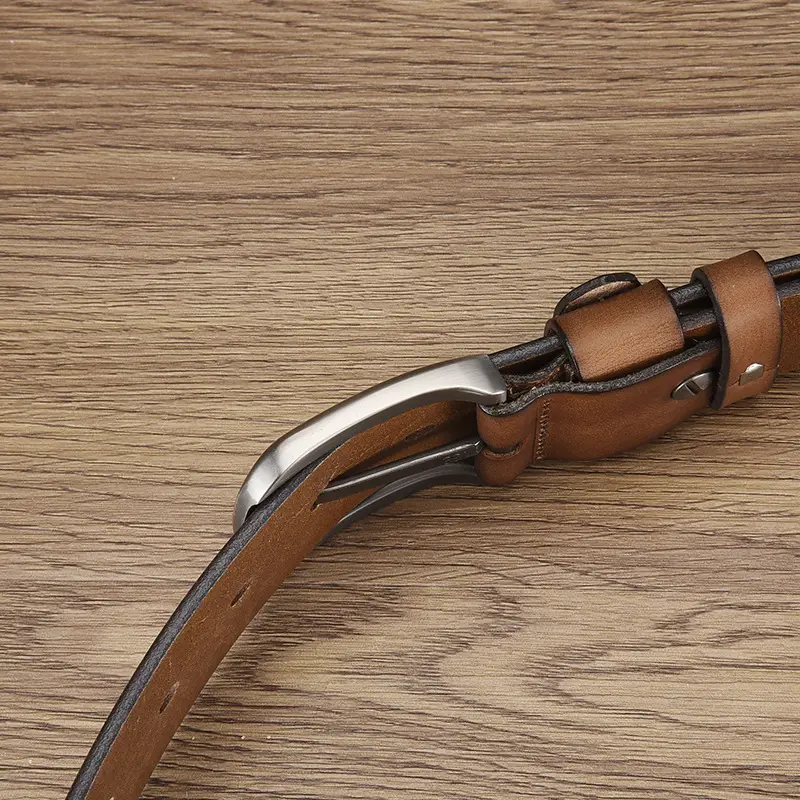 Men's Cowhide Belt with Silver Buckle & Metal Studs — feature 17