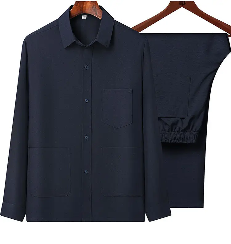 Men Ice Silk Long Sleeve Shirt Plus Size Grey — feature 10
