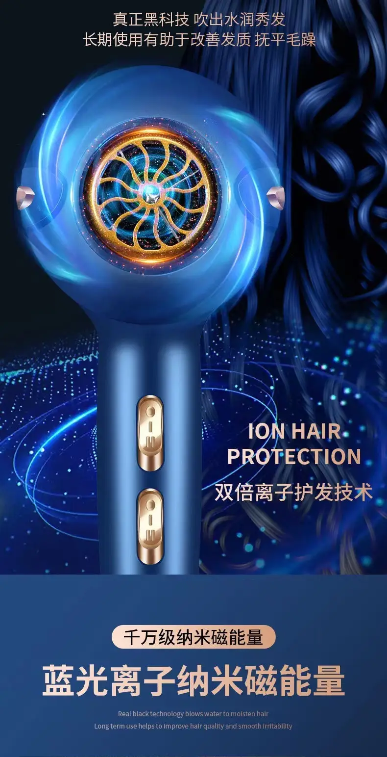 Blue Professional Hair Dryer with Strong Wind & Light Output — feature 6