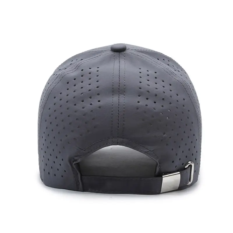 Grey Perforated Baseball Cap for Men Women Spring Summer Sunscreen - Image 8
