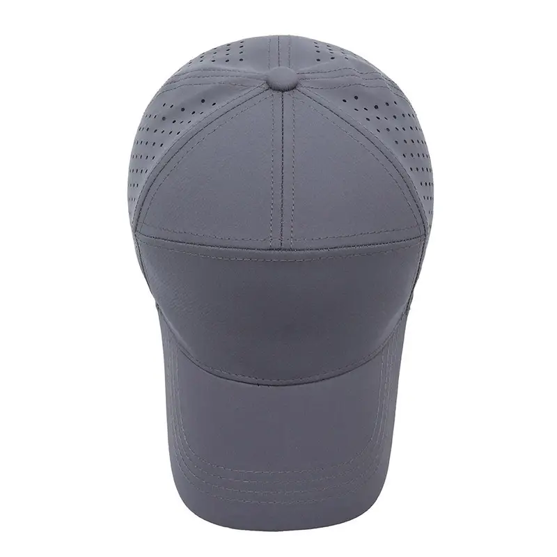 Grey Perforated Baseball Cap for Men Women Spring Summer Sunscreen - Image 9