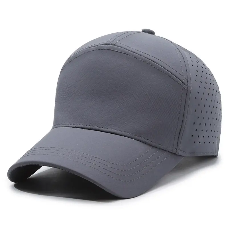 Grey Perforated Baseball Cap for Men Women Spring Summer Sunscreen - Image 11
