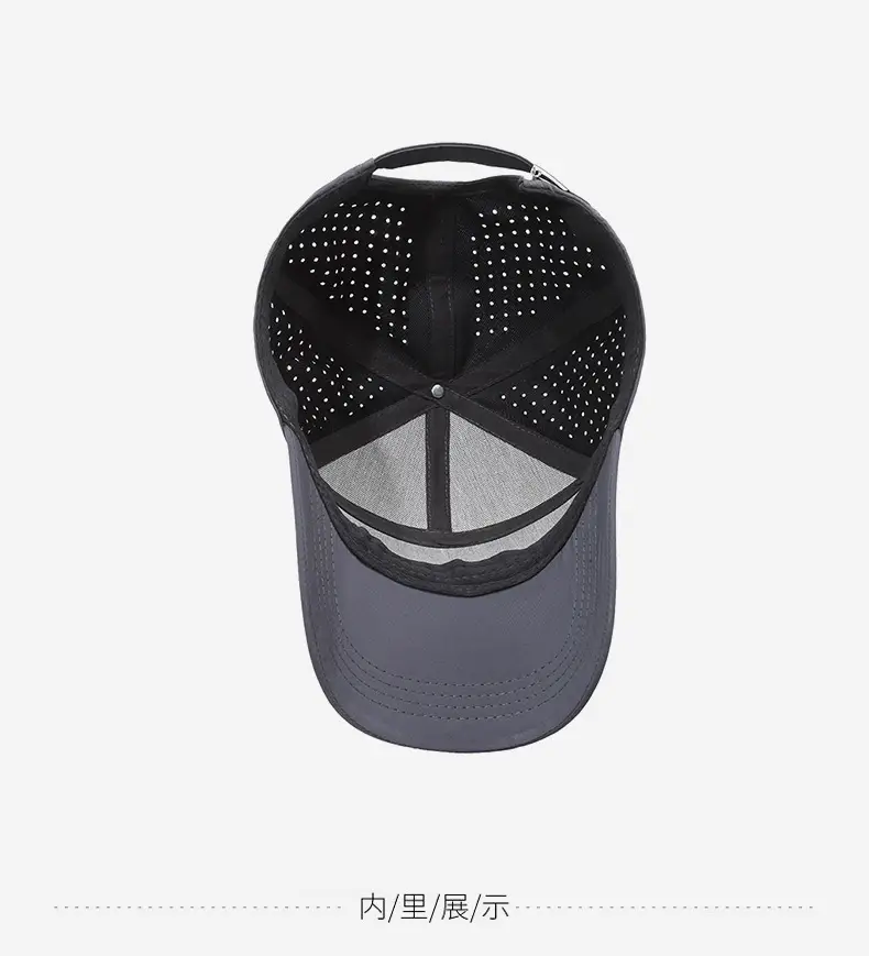Grey Perforated Baseball Cap for Men Women Spring Summer Sunscreen — feature 13