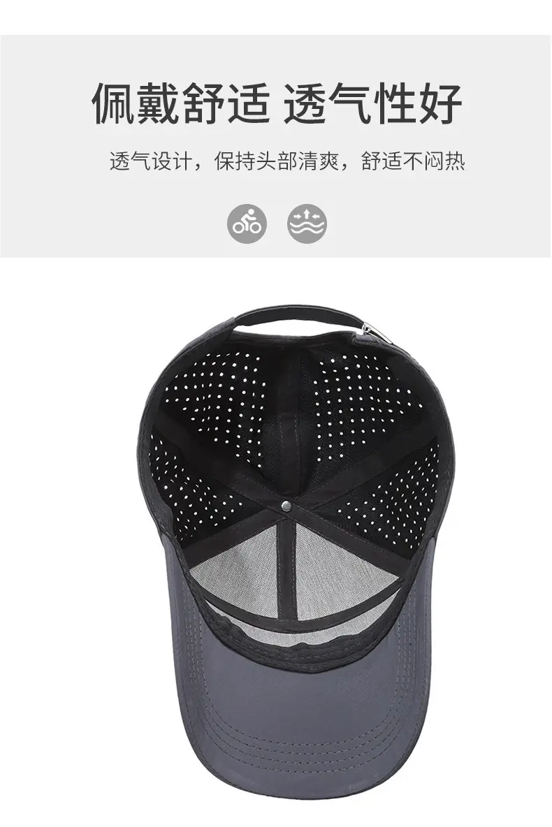Grey Perforated Baseball Cap for Men Women Spring Summer Sunscreen — feature 5