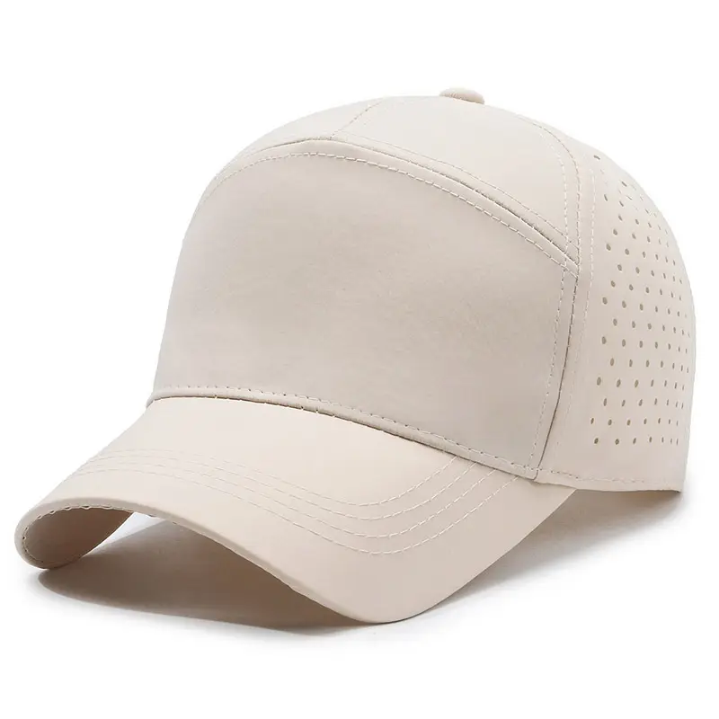 Grey Perforated Baseball Cap for Men Women Spring Summer Sunscreen - Image 3