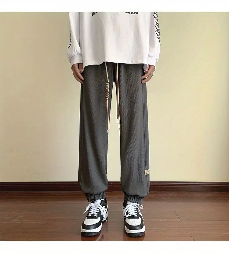 Men's Black Drawstring Sweatpants Spring Summer Casual Loose Plus Size — feature 15