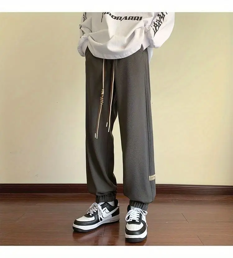 Men's Black Drawstring Sweatpants Spring Summer Casual Loose Plus Size — feature 16