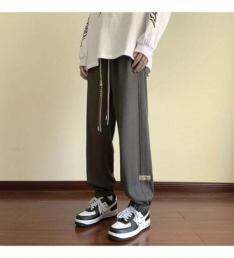 Men's Black Drawstring Sweatpants Spring Summer Casual Loose Plus Size — feature 17