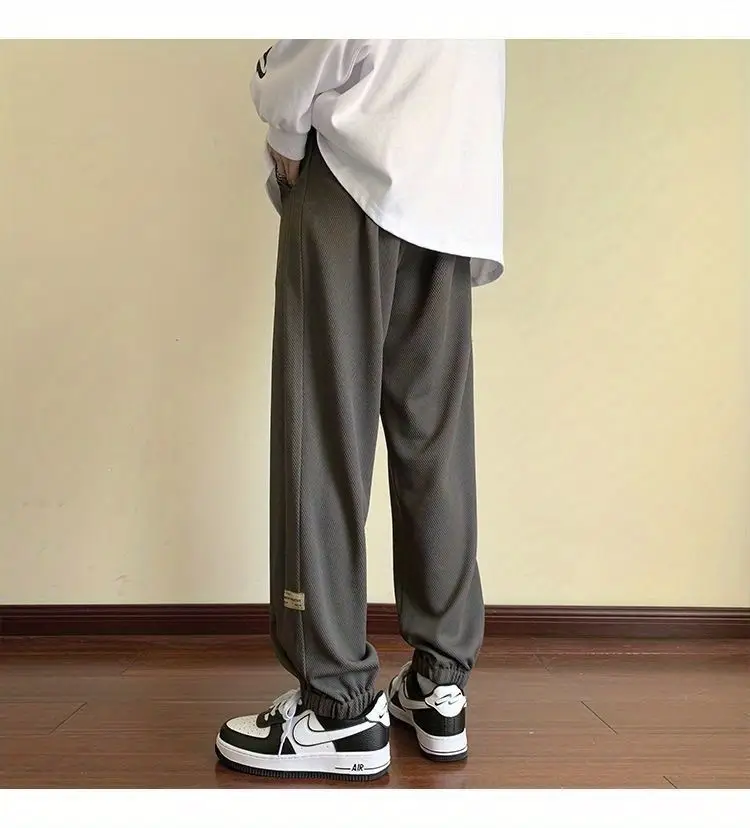 Men's Black Drawstring Sweatpants Spring Summer Casual Loose Plus Size — feature 18