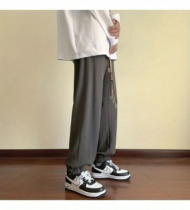Men's Black Drawstring Sweatpants Spring Summer Casual Loose Plus Size — feature 19